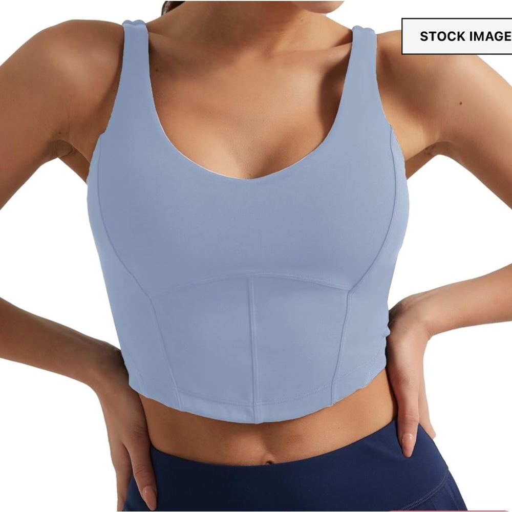 NWT- Baby Blue/ Light Blue Cropped Corset Tank Top/ workout bustier